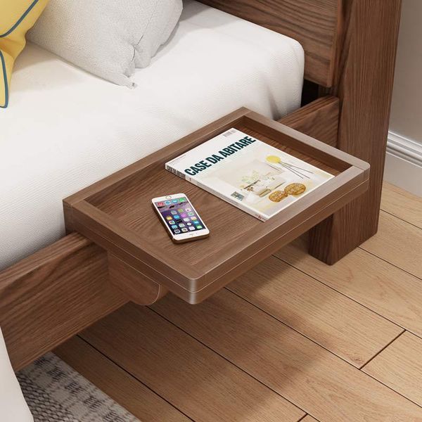 

hooks & rails bedside shelf solid wood projector frame ultra-narrow bed end storage board punch-bedroom organizer