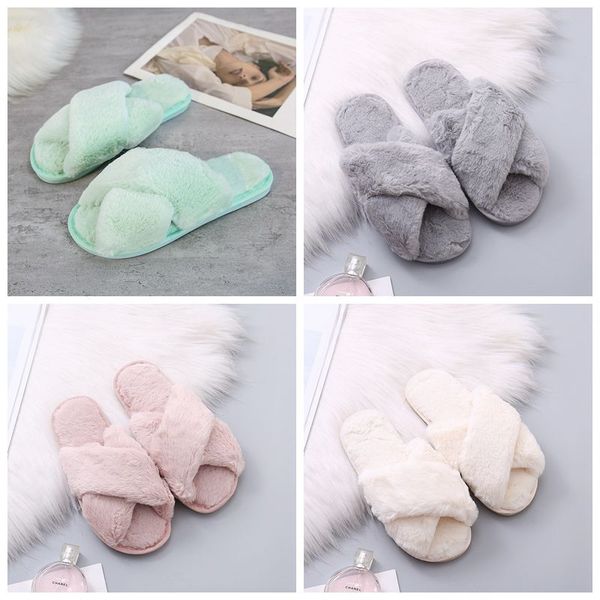 

women design slippers cross plush slipper indoor casual thermal cotton shose house shoses bathroom footwear warm comfortable 2021 autumn and, Blue