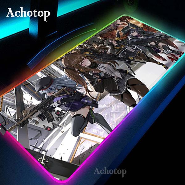 

mouse pads & wrist rests girls frontline led light mousepad rgb keyboard anime desk-mat colorful surface pad waterproof world computer gamer