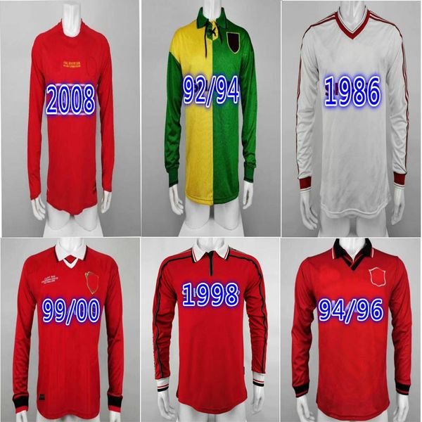 

982 1983 1985 ronaldo retro soccer jerseys red whiteside man united 82 83 classic vintage football shirts robson strachan olsen, Black;yellow