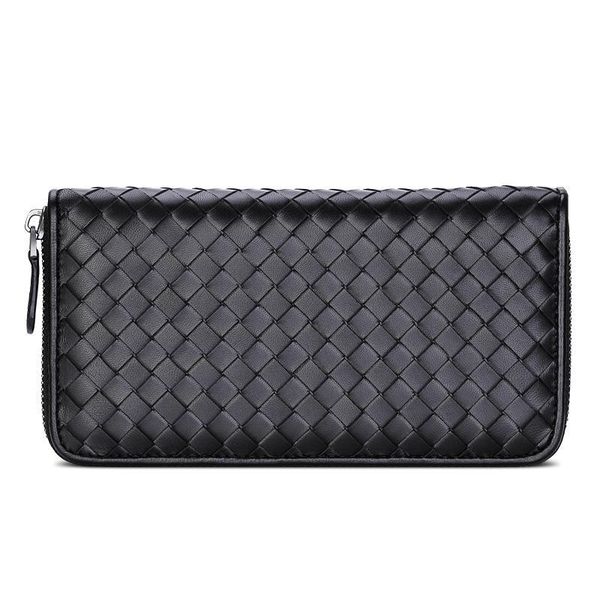 

wallets genuine leather wallet sheepskin woven clutch bag, Red;black