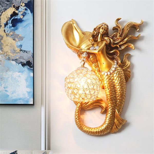 

wall lamps mermaid luxury living room lamp aisle staircase light nordic post-modern bedroom bedside lights art decor