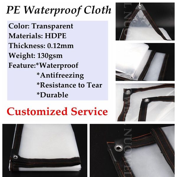 

shade customize size 0.12mm transparent pe tarpaulin lightweight rainproof tarp perspective waterproof greenhouse film cloth