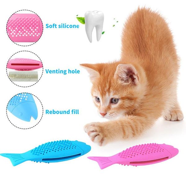 

cat toothbrush catnip pet fish shape cleaning chew toy supplies teeth for toys