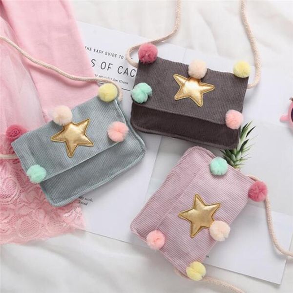 

children's coin purse wallet crossbody messenger bags pouch handbags gifts star ball shoulder bag kids money cash pocket, White