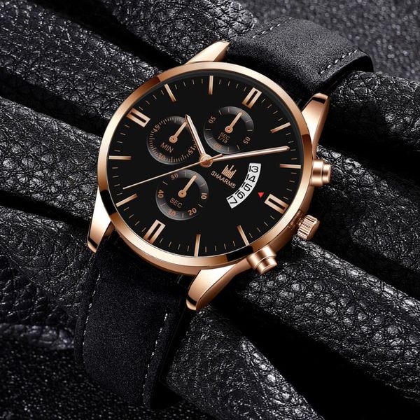 Armbanduhren Mode Männer Matt Leder Uhr Luxus Kalender Quarz Business Casual Für Mann Geschenk Uhr Relogio Masculino