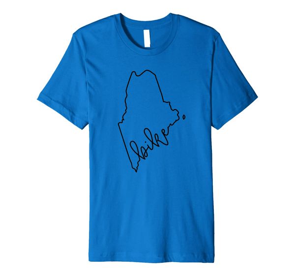 

State of Maine Outline with Bike Script ABN063a Premium T-Shirt, Mainly pictures