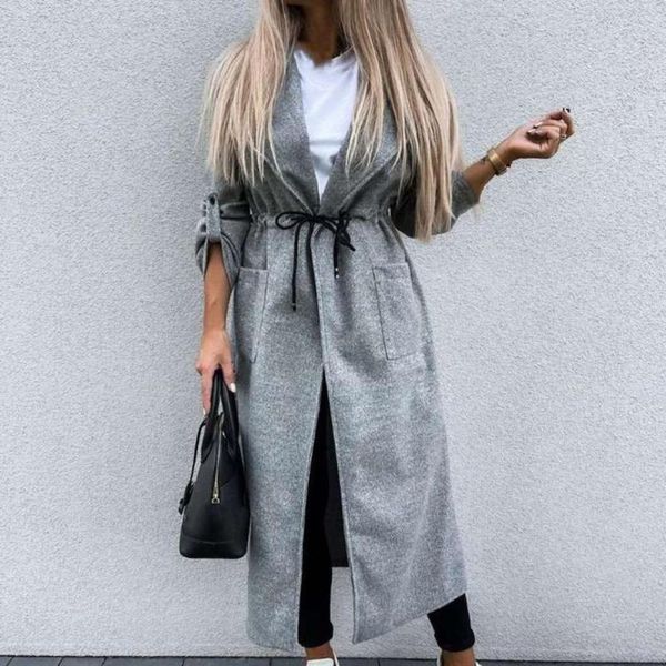 

women's jackets long jacket fabulous lapel button women overcoat turn-down collar, Black;brown
