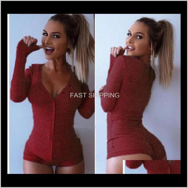 

women's jumpsuits rompers apparel women thread knitted deep v-neck long sleeved mini shorts skinny button pur wuxvr, Black;white