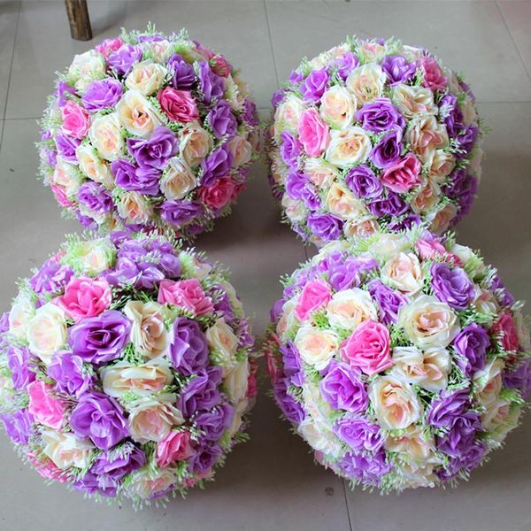 

inch full flower ball artificial silk rose starry wedding centerpieces kissing pomanders marriage party decor supplies decorative flowers &