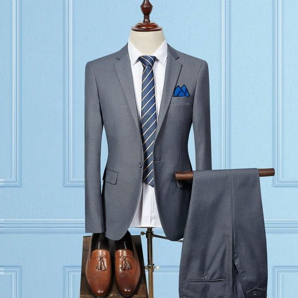 

men's suits & blazers fegkzli blazer two piece business male wedding groom slim fit suit (blazer+pant) men for four seasons, White;black