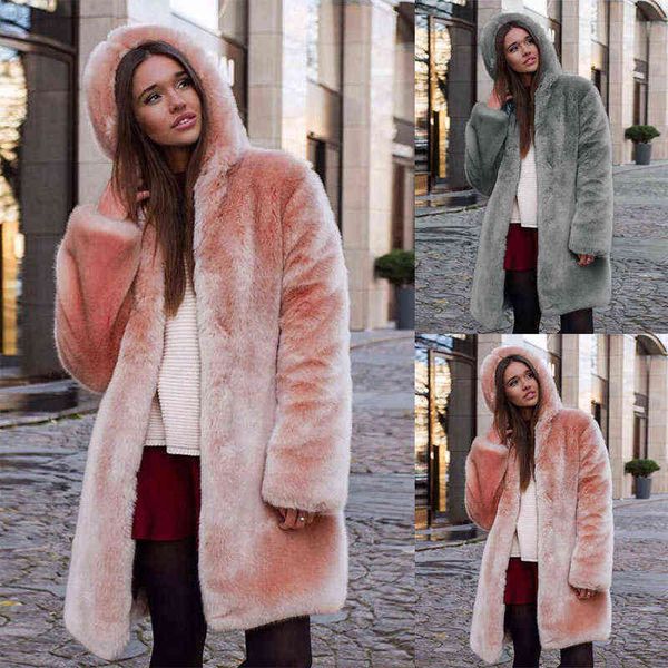 Outono e inverno costurando médio longo lã colar rosa lapela fina manga longa casaco 211207