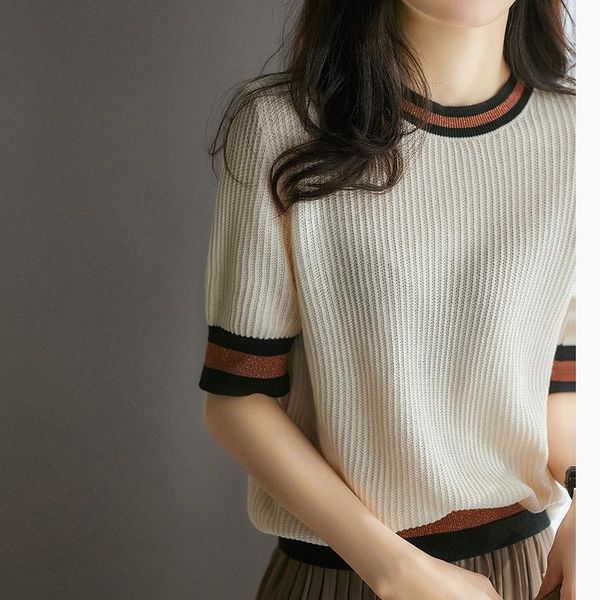 

women's sweaters women pullover mesh hollow sweater female summer fashion loose half sleeve knitted shirt casual clothing, White;black