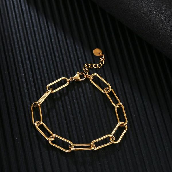 

link, chain 2021 arrival gold color titanium steel women bracelet charm jewelry gifts for girls ladies, Black