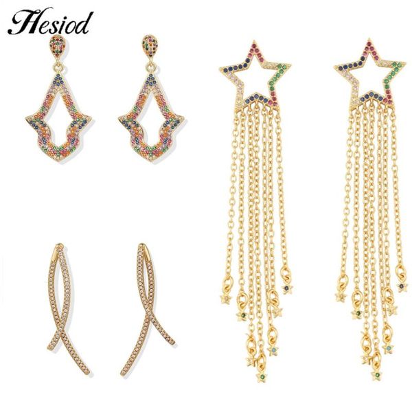 

dangle & chandelier fashion1 pair line star tassel pendant copper micro pave zirconia colourful earrings suitable for girls or ladies, Silver