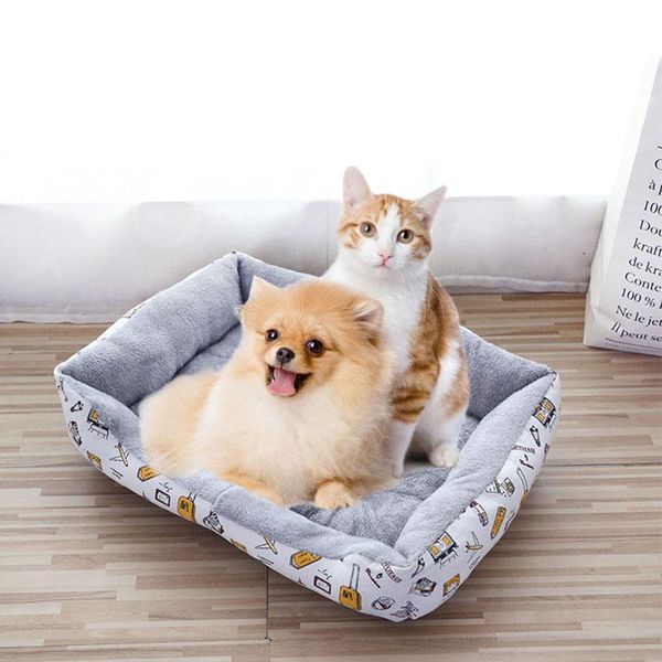 

kennels & pens square dog bed (s-3xl) large pet house cushion kennel soft fleece nest cat baskets mat winter waterproof accessories