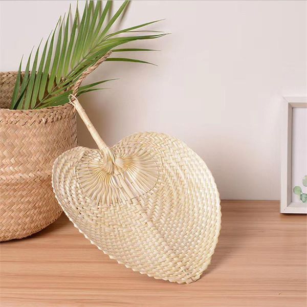 

40x30cm summer cooling fan natural handmade diy heart shaped bamboo woven artificial home decoration other decor