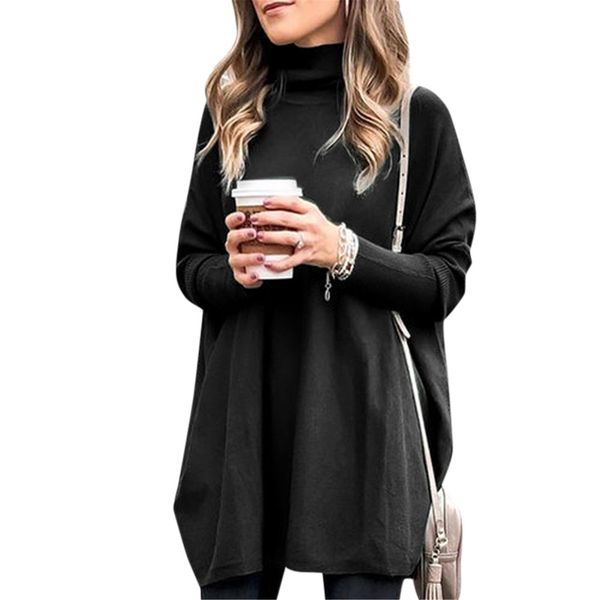 

women hoodie 2021 turtleneck solid color pullover ladies spring autumn knitted long sleeve shirts ropa de mujer new, Black