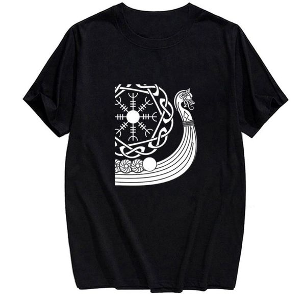 

men's t-shirts cloocl viking tattoo ship cotton tshirt 3d printed shirt men cool streetwear short sleeve drop, White;black