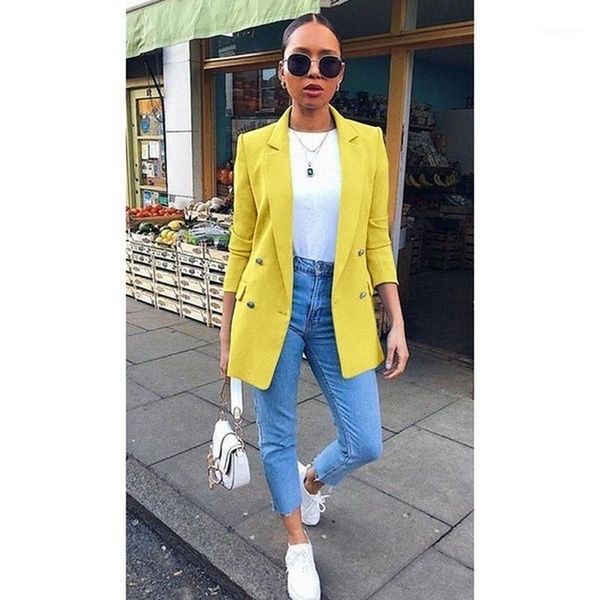 

blazer women coats casual double breasted solid full fashion elegant ropa mujer vetement femme clothes basic coat vintage women's suits, White;black