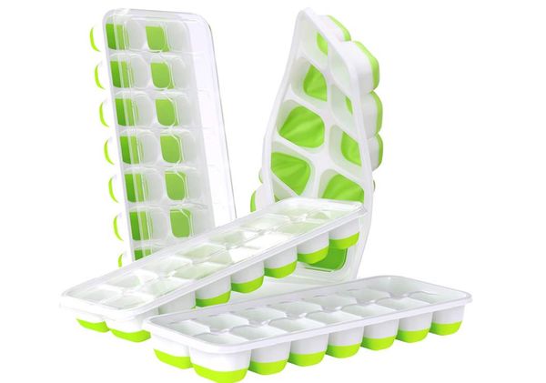 

kitchen ice box cube trays 4 pack easy-release silicone & flexible 14 bpa for cocktail er
