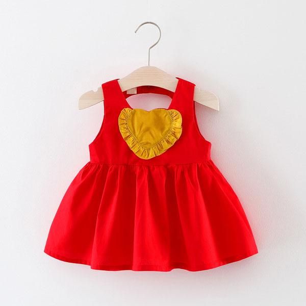 

children's wear girl's cotton vest princess dress dresses, Red;yellow