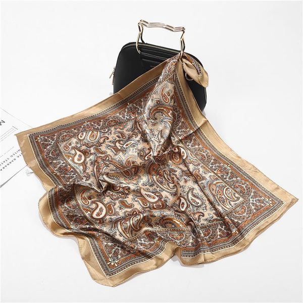 

scarves scarf silk satin bandana women summer square small bag wrap bohemian retro paisley ladies muslim islamic kerchief, Blue;gray