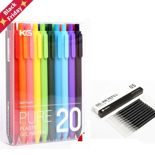

gel pens sign pen 20 colors 0.5mm refill abs plastic write length 400m + 10pcs refills(black/red/blue)