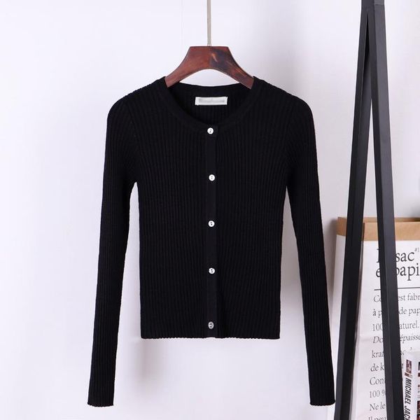 

women's sweaters women small short long sleeve sweater slim striped cardigan female knitted knitwear multicolor ladies spring korean s, White;black