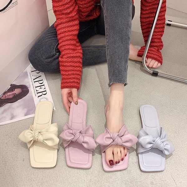 

shoes woman 2021 female slippers butterfly-knot low luxury slides massage beach designer flat summer basic rubber butterfly-, Black