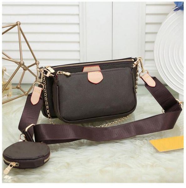

3 pcs set favorite multi pochette accessories women crossbody purse messenger bags handbags flowers designers shoulder lady leather bag