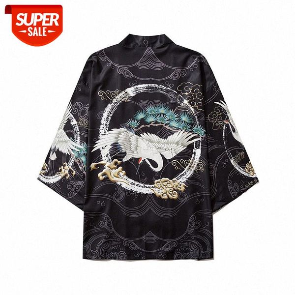 

chinese style cranes hanfu robe ancient han and tang cardigan jacket couple kimono flower shirt men #wc6x, White;black