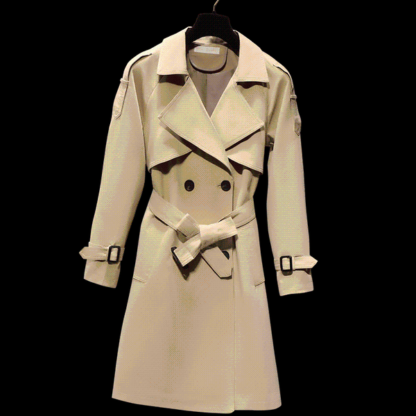 

women's trench coats boutique windbreaker mid-length long style 2021 spring autumn korean loose coat overcoats, Tan;black