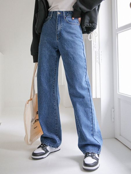 

dazy high waist straight leg jeans o9yg#, Blue