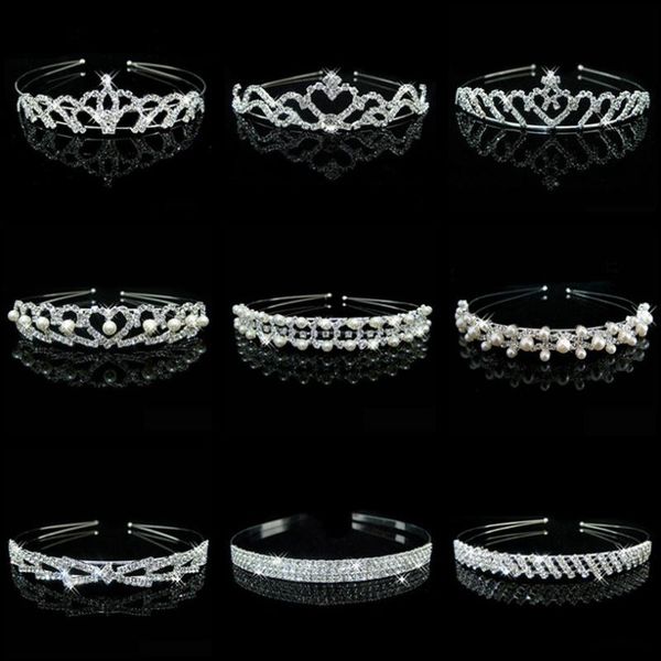 

hair clips & barrettes wholesale lot style bridal pearl rhinestone crown heart pageant women children tiaras headband wedding jewelry access, Golden;silver