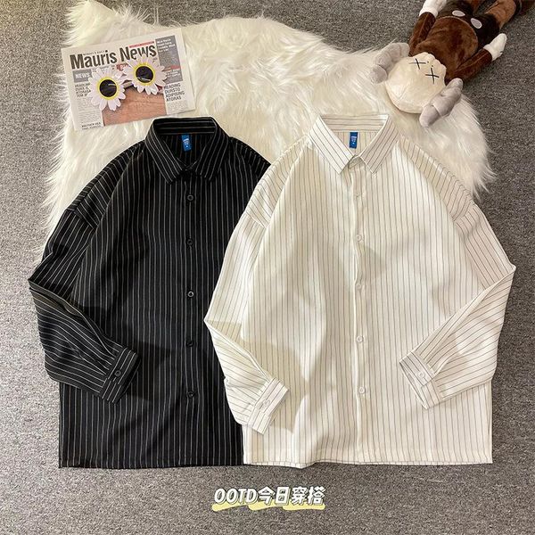 

men's casual shirts plaid checkered single patch pocket long sleeve standard-fit gingham button-down men, White;black