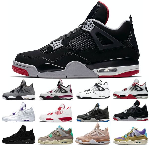 

new basketball shoes 4s man woman black cat court purple university red bred alternate motorsport orange metallic white cement pure money si