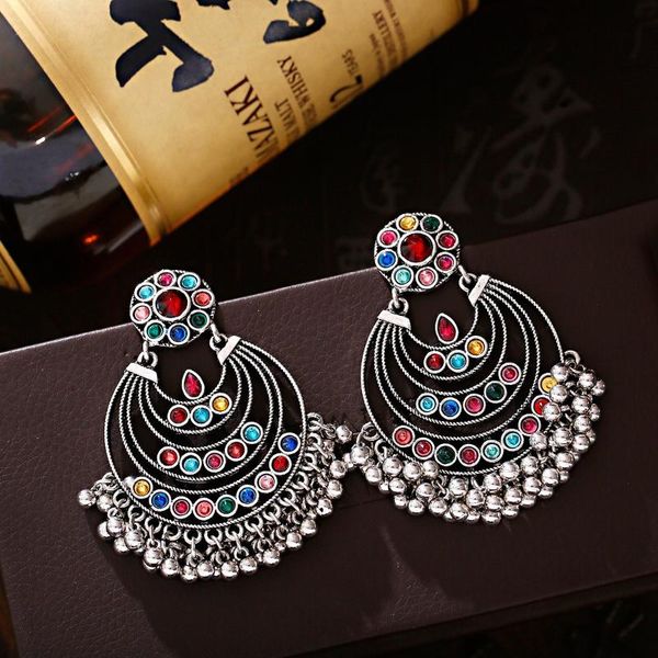 

dangle & chandelier ethnic summer crystal beads silver color round pendient jhumki earrings for women luxury tassel wedding