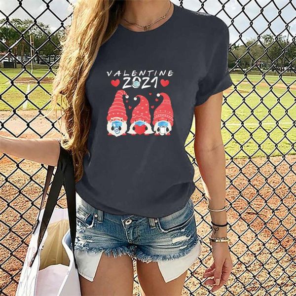 

women's t-shirt heart letter print t-shirts short sleeve oversize 2021 tshirts women clothing valentine's day tee shirt, White