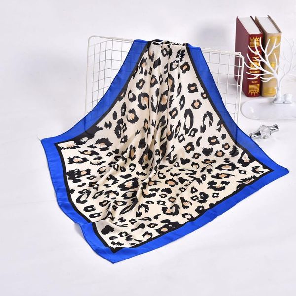 

scarves women leopard printed handle bag ladies foulard wraps muslim hijab handkerchief head bandana imitated silk scarf square, Blue;gray
