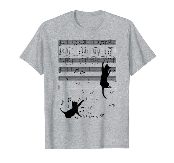 

cute cat kitty playing music note clef musician t-shirt, White;black