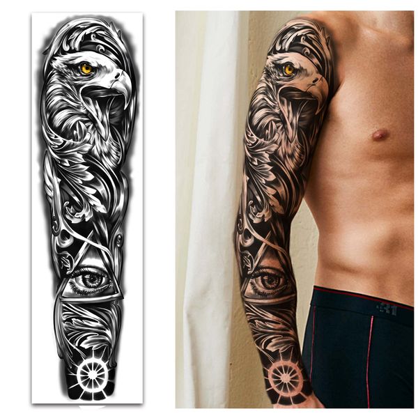 

metershine full arm waterproof temporary tattoo stickers for men women boy girl (22.83 x 7.08 inch)