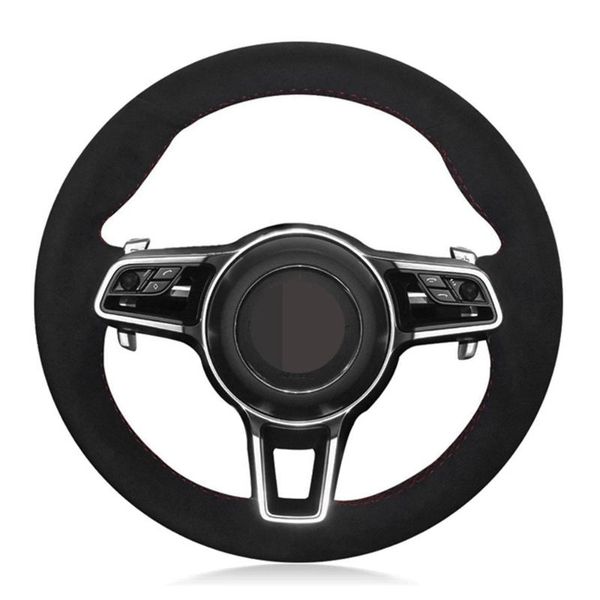 

steering wheel covers car cover diy hand-stitched black suede for macan panamera 2013-2021 2021-2021 718 911
