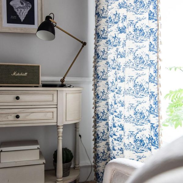 

curtain & drapes yaapeet 1pc modern waves printed blackout japan style window bedroom tassel pastoral retro