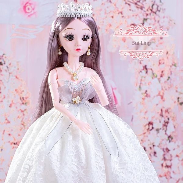 

gift 60cm doll 1/3 bjd doll 20 articulated doll beautiful eyes long hair pretty girl makeup toy take off surprise gift