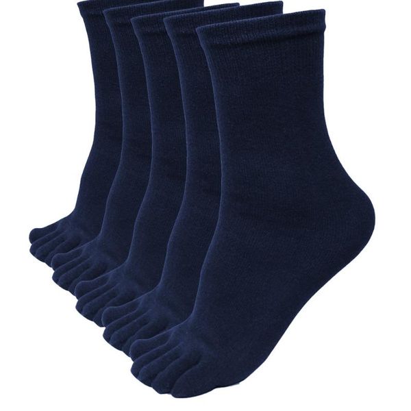 

men's socks 5 pairs casual bamboo fiber ultra thin elastic silky five toe short silk stockings mens finger running breathable, Black