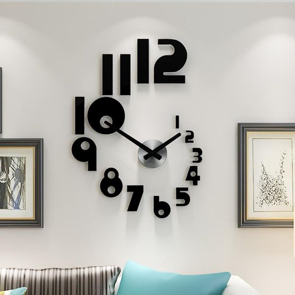 

wall clocks 2021 diy large clock modern design silent quartz watch sticker 3d living room home decor acrylic horloge