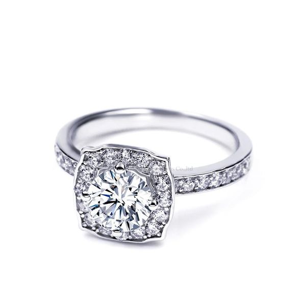 

cluster rings tianyu gems silver 6.5mm moissanite diamonds sparkle round white germstones finger 18k gold plated gifts, Golden;silver