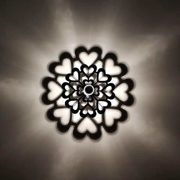 

wall lamp [seven neon]heart shape acrylic led light flower shadow sconce night for home creative indoor carved corridor
