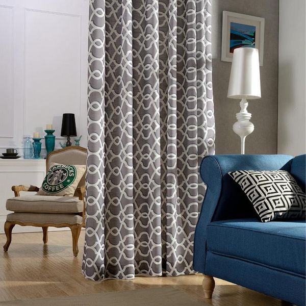 

curtain & drapes factory direct fabric modern simple european curtains for bedroom living room slubbed printed